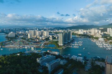 Hainan ,China - November 16, 2023: Aerial view of landscape in Sanya city, China