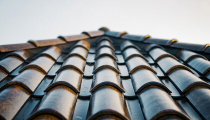 Roof Tiles Closeup with Curved Design.