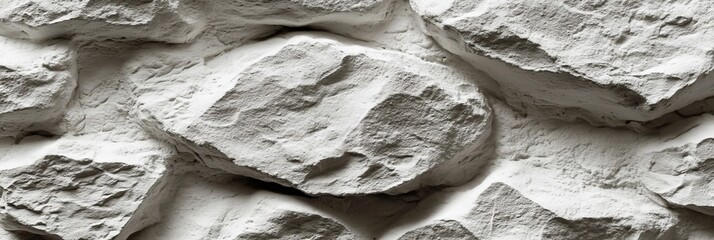 Textured White Plastered Stone Wall Surface with Uneven Facets Ideal for Rustic Decor and Design