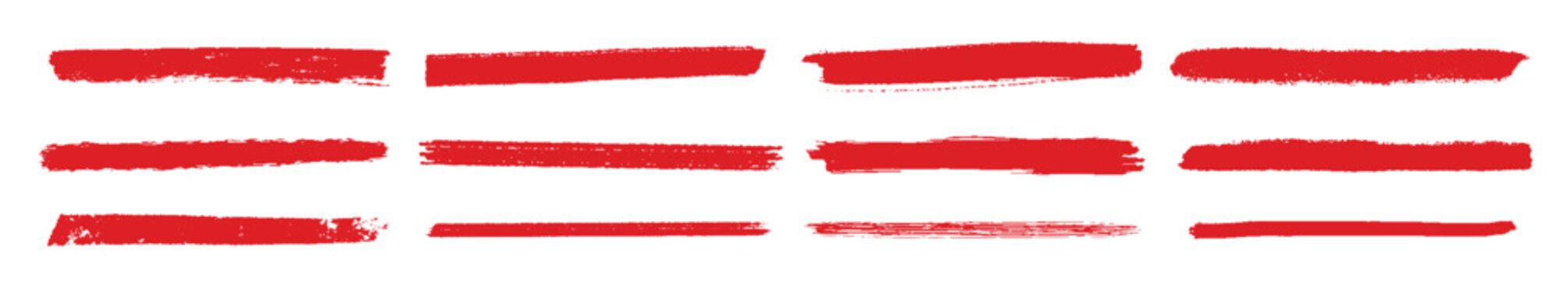 straight red line brush strokes set hand drawn stripes