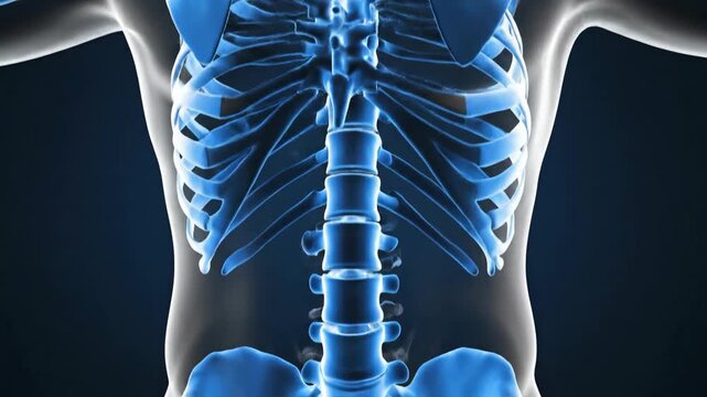 Medical illustration of human skeleton anatomy in digital render