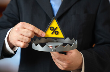 Beware of high interest rates. Debt trap. Credit pressure warning, rising borrowing costs and financial vulnerability. Household and business debt risks, reduced liquidity. Long term financial stress