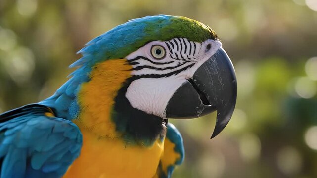 Close-up of a vibrant macaw parrot with striking colors and details.