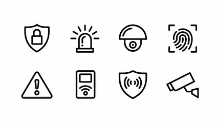 Set of security icons for technology and safety measures
