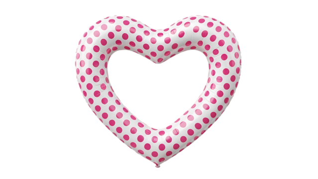 Polka Dot Heart Shaped Balloon Floating in Air - Powered by Adobe