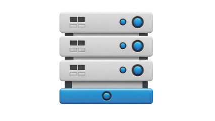 Server stack PNG isolated on transparent background, data storage hardware for network and computing infrastructure