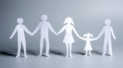 Paper chain family cut out from white paper