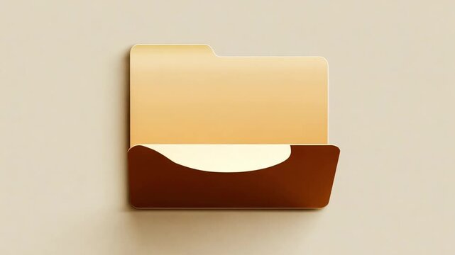 An elegant, minimalist design featuring a golden folder icon with a subtle sheen and a gentle curve, representing organization and digital file management in a contemporary aesthetic.