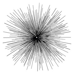 Obraz premium Distressed line art illustration of a starburst depicting radiating lines for graphic design