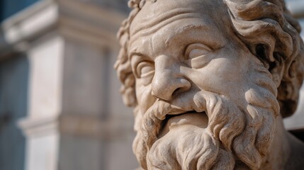 Obraz premium Detailed Marble Bust of Socrates Portrait