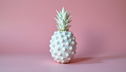 Unique 3D-Printed Pineapple Sculpture on Soft Pink Background with Intricate Texture and Modern Design Elements