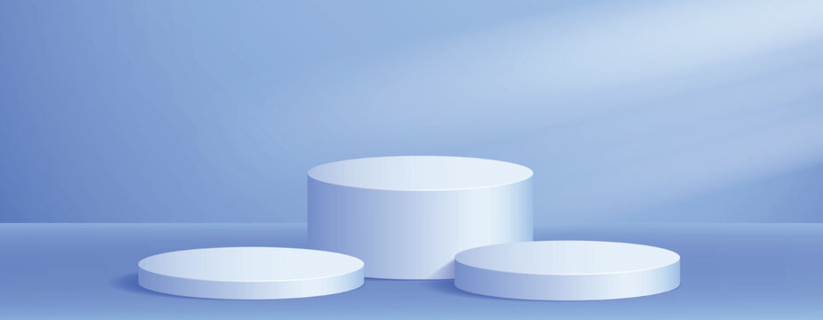 three d podium background in light blue color studio 