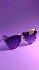 Purple Sunglasses on a Purple Background - A Stylish and Modern Accessory.