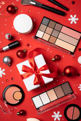 Winter cosmetic, make-up products. Christmas sale and shopping concept.