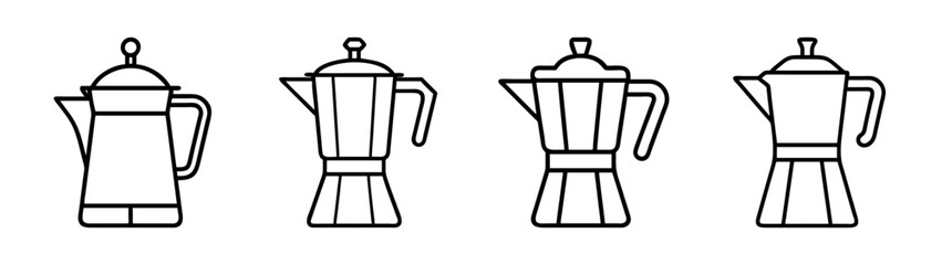 Collection of moka pot vector illustration espresso maker stovetop coffee maker italian coffee maker design