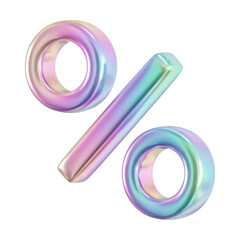3d holographic iridescent percent discount symbol sign. 3d sale icon