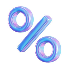 3d holographic iridescent percent discount symbol sign. 3d sale icon