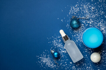 Winter cosmetic products. Beauty skin care for winter season.