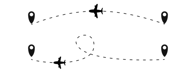 Airplane flight path background. Air travel background design with flight path pattern. Modern airplane travel pattern vector illustration. Flight route vector illustration. Airplane on dashed line