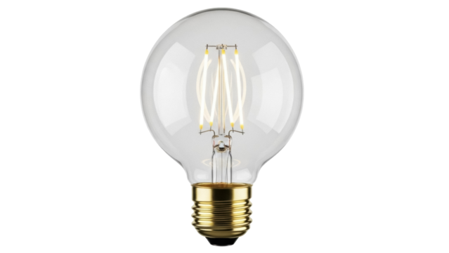 Vintage Edison bulb PNG isolated on transparent background, antique style filament lightbulb for retro design and decoration - Powered by Adobe