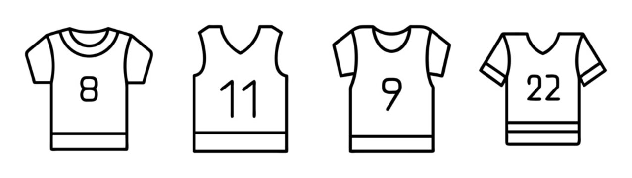 Basketball jerseys vector illustration featuring team uniforms with player numbers and outlines design
