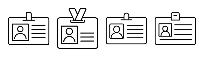 Id card badge identification pass employee name tag access identity security vector graphic design