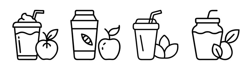 Healthy fruit smoothie juice detox vector illustration for nutrition and wellness concept art