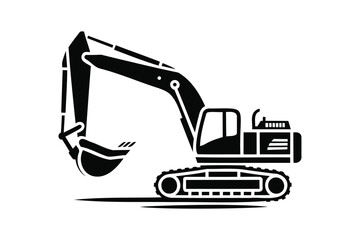 Excavator Silhouette Icon digger construction © Minoti