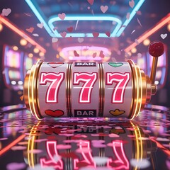 Neon Slot Machine with 777 Jackpot