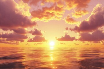 Fototapeta premium Sunset Over Calm Ocean Horizon