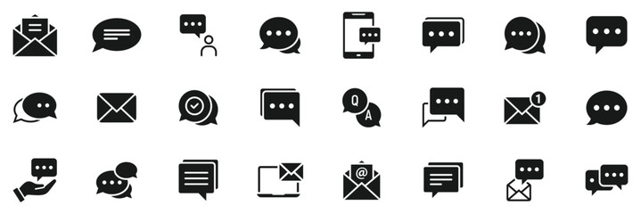 Message icon set multiple style collection. Chat Bubble icon set. Chat, message, message, chat, chatting, talk flat icon vector illustration. EPS 10