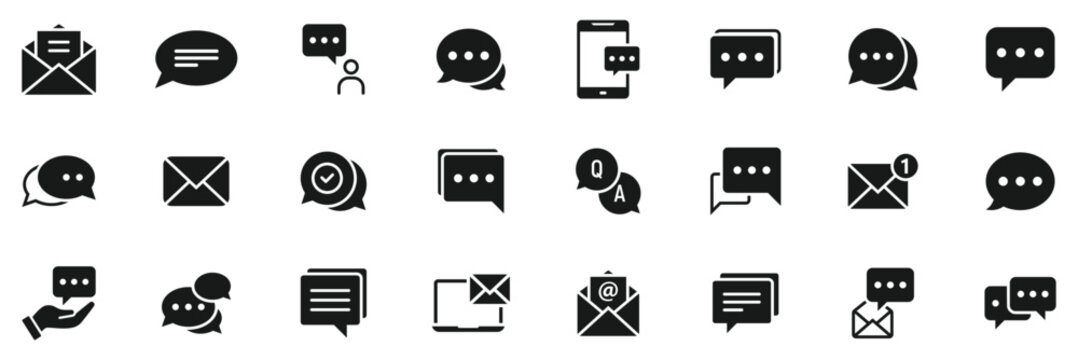 Message icon set multiple style collection. Chat Bubble icon set. Chat, message, message, chat, chatting, talk flat icon vector illustration. EPS 10