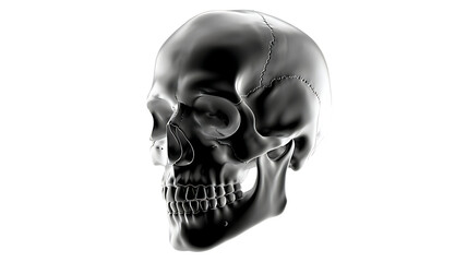 Obraz premium Abstract Liquid Style Skull Outline in White on transparent Background