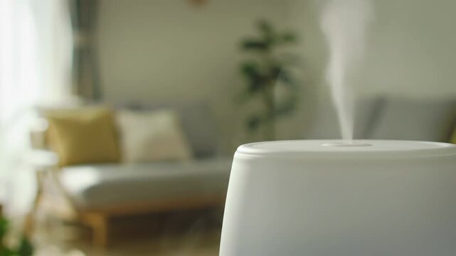 Aroma diffuser releasing mist into the air, creating a relaxing and comfortable atmosphere.