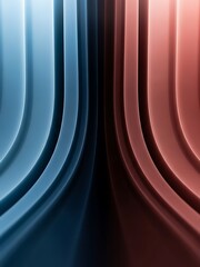 Blue and Red Abstract Ribbons Background Curved Lines Soft Gradient.