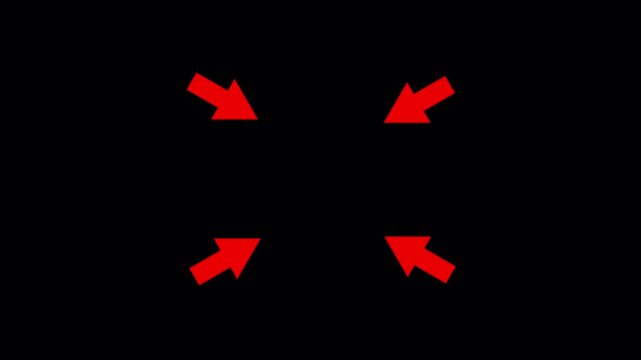 arrow pointing center with alpha channel. Animation of the pointer in the video frame. 4k video