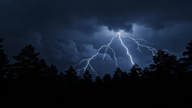 Lightning storm over forest