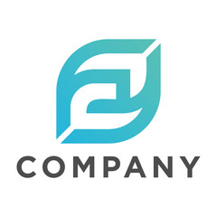 Obraz premium Modern Blue Gradient Leaf Abstract Logo Design for Eco Friendly Business Branding