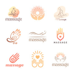 Set of vector logo design template for massage salon. 