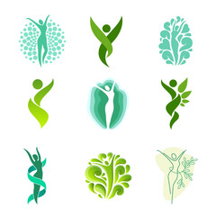 Set of wellness vector logo design template.	