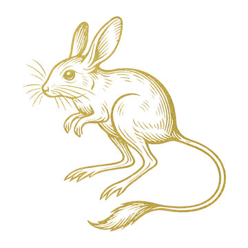 PNG Vintage jerboa illustration with elegance.