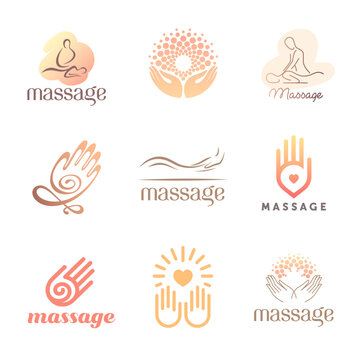 Set of vector logo design template for massage salon. 
