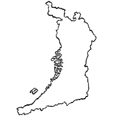 大阪府地図 筆タッチ 和風 近畿 西日本 / A brushstroke map of Osaka Prefecture