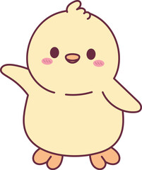 Obraz premium Chick Waving Kawaii Cartoon