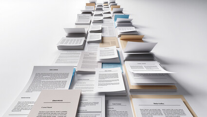 Documents spread across a table in a creative workspace