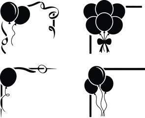 Elegant balloon and ribbon corner decorations for festive design elements