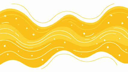 Abstract waves of yellow and gold with white highlights and sparkles
