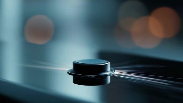 A hand gently presses a sleek, illuminated button, highlighting the elegance of modern technology and design while creating a captivating, futuristic atmosphere filled with glowing ambiances.