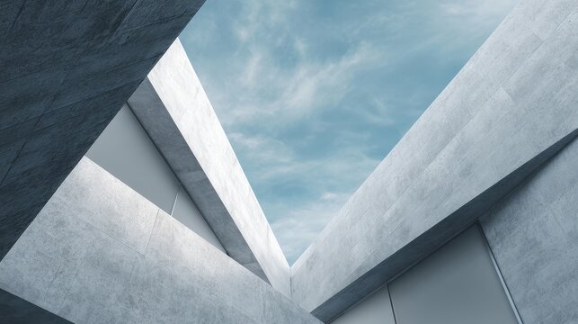 Minimalist Concrete Architecture Sky View with Sharp Geometric Forms
