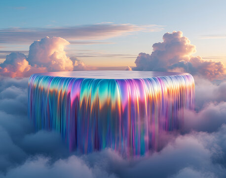 Rainbow waterfall from sky